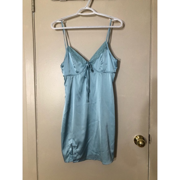 Rumours Blue Satin Slip Dress - Picture 1 of 4